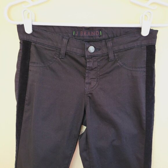 J Brand Skinny Leg Pants With Velvet Tuxedo Stripe Black Womens Size 25 - Picture 3 of 13